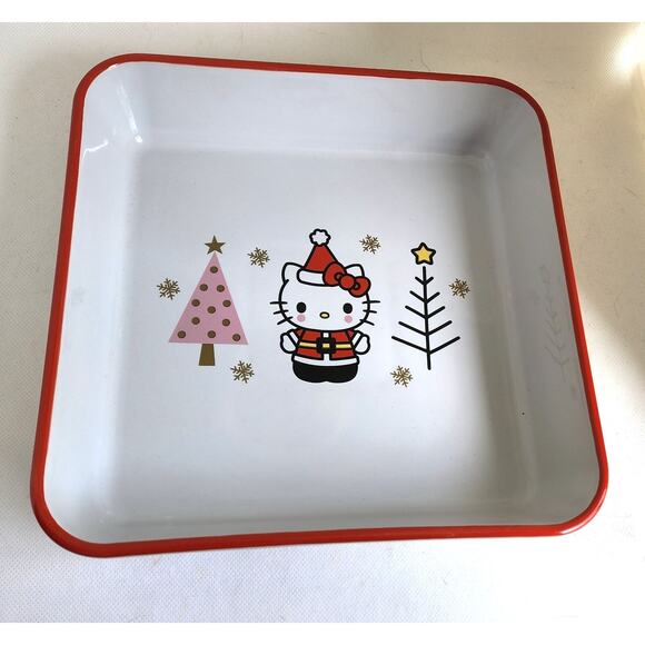 BAKING DISH-HELLO KITTY-Christmas Theme-9"x 9"x2"-White with Red-Orig packaging - Picture 2 of 8